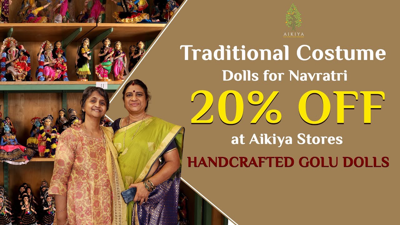 Traditional Costume Dolls for Navratri | 20% OFF at Aikiya Stores | Handcrafted Golu Dolls