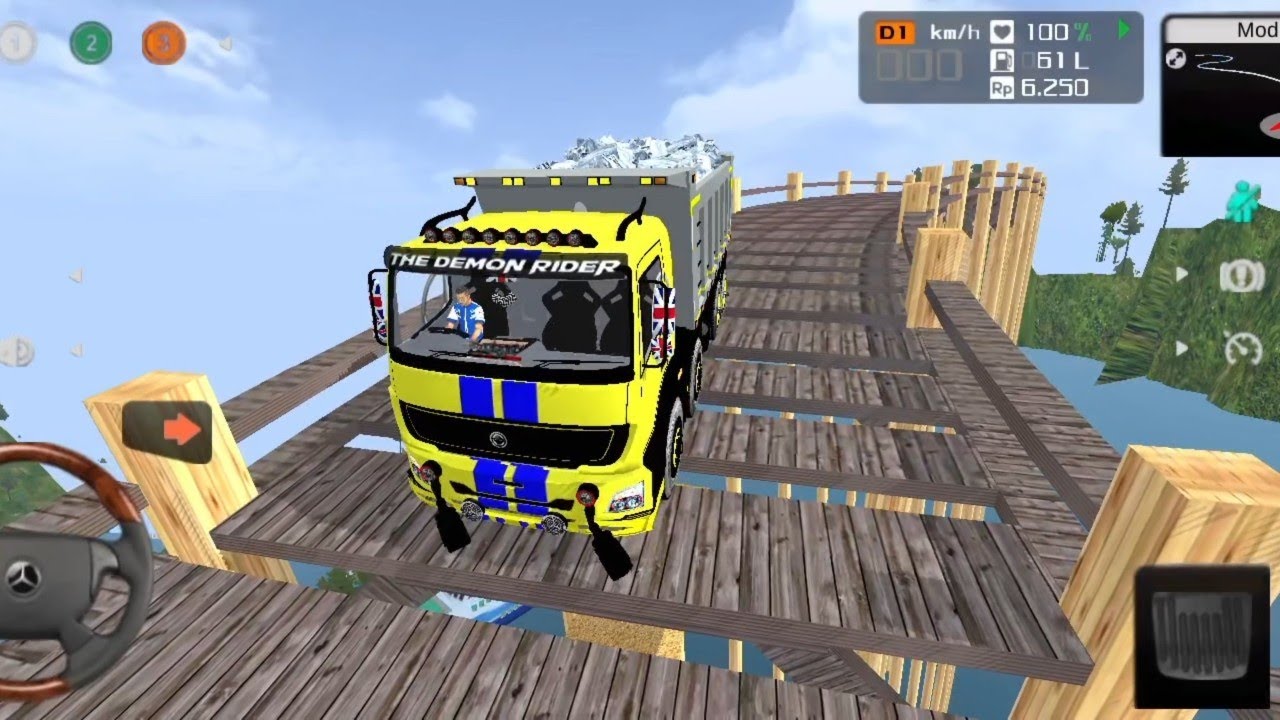 INDIAN TRUCK 8×8 ||  MOST DENGEROUS  HILLS STONE TRANSPORT BHARAT BENZ || BUS SIMULATOR INDONESIA 