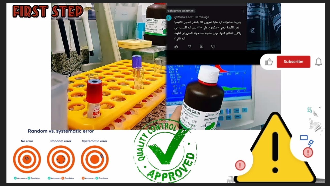 تحليل هيموجلوبين بطريقة درابكن عملى وبرمجة جهاز الكيمياء - الاخطاء random,systematic وانواع الكنترول