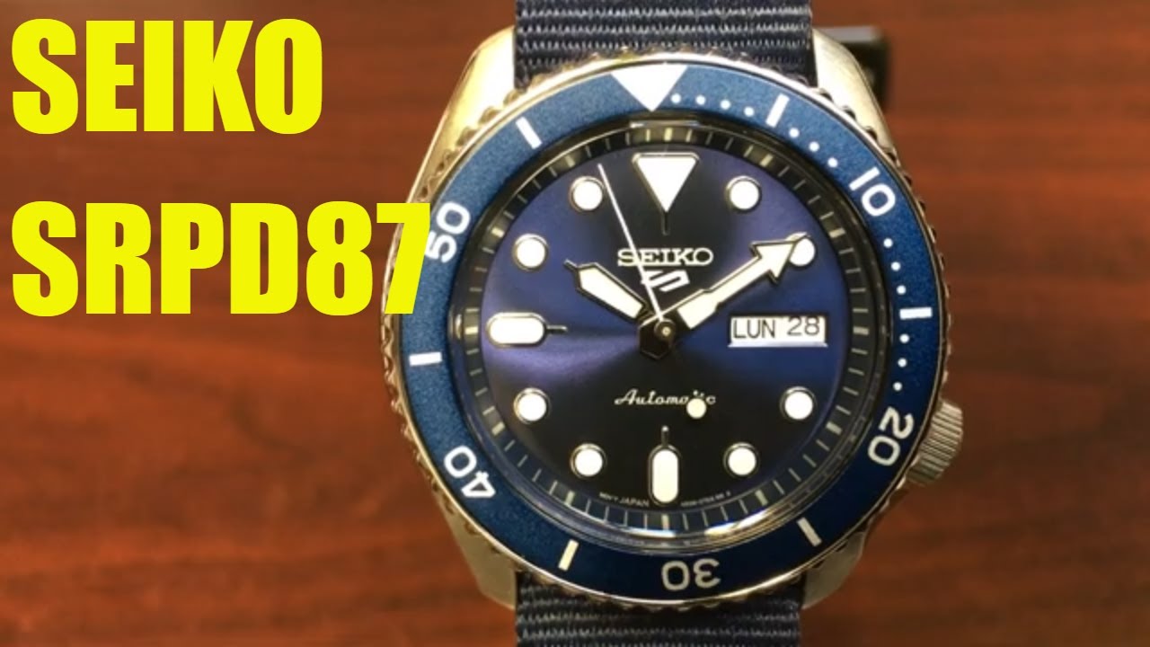Seiko 5 Diver's Automatic Blue Dial Steel Watch SRPD87K1 SRPD87