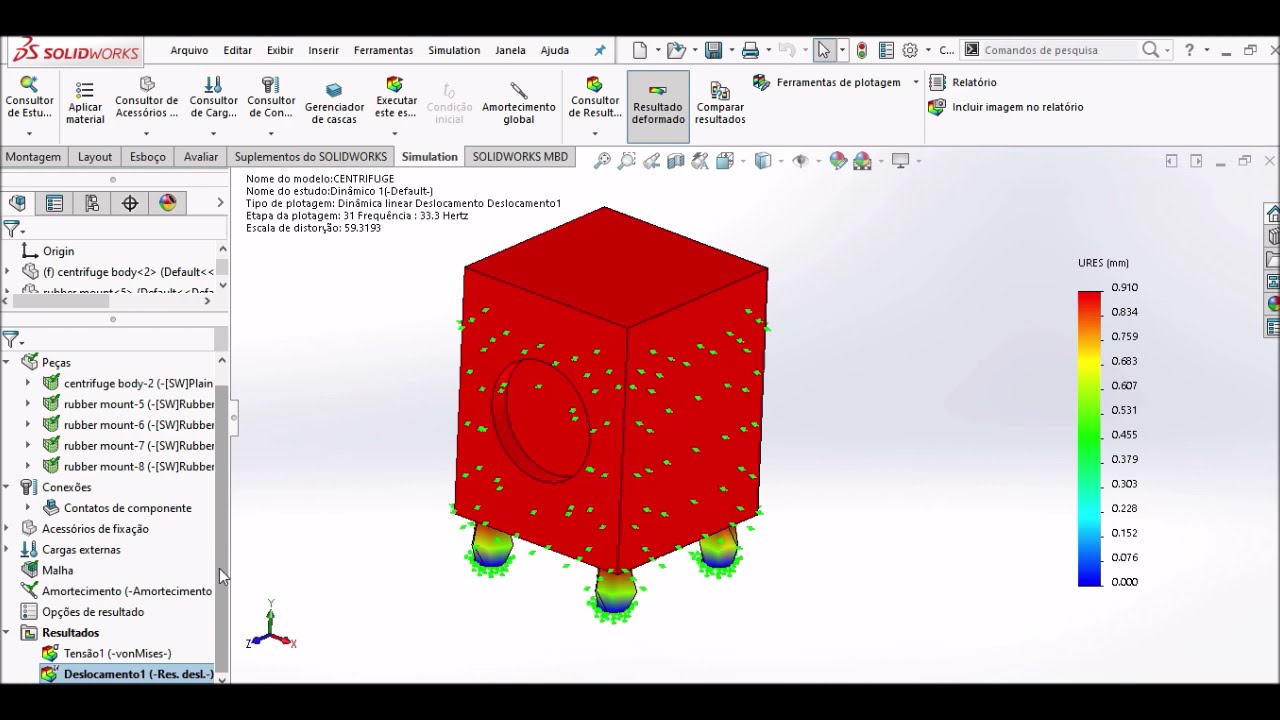 Vibration analysis - Solidworks - centrifugal washing machine