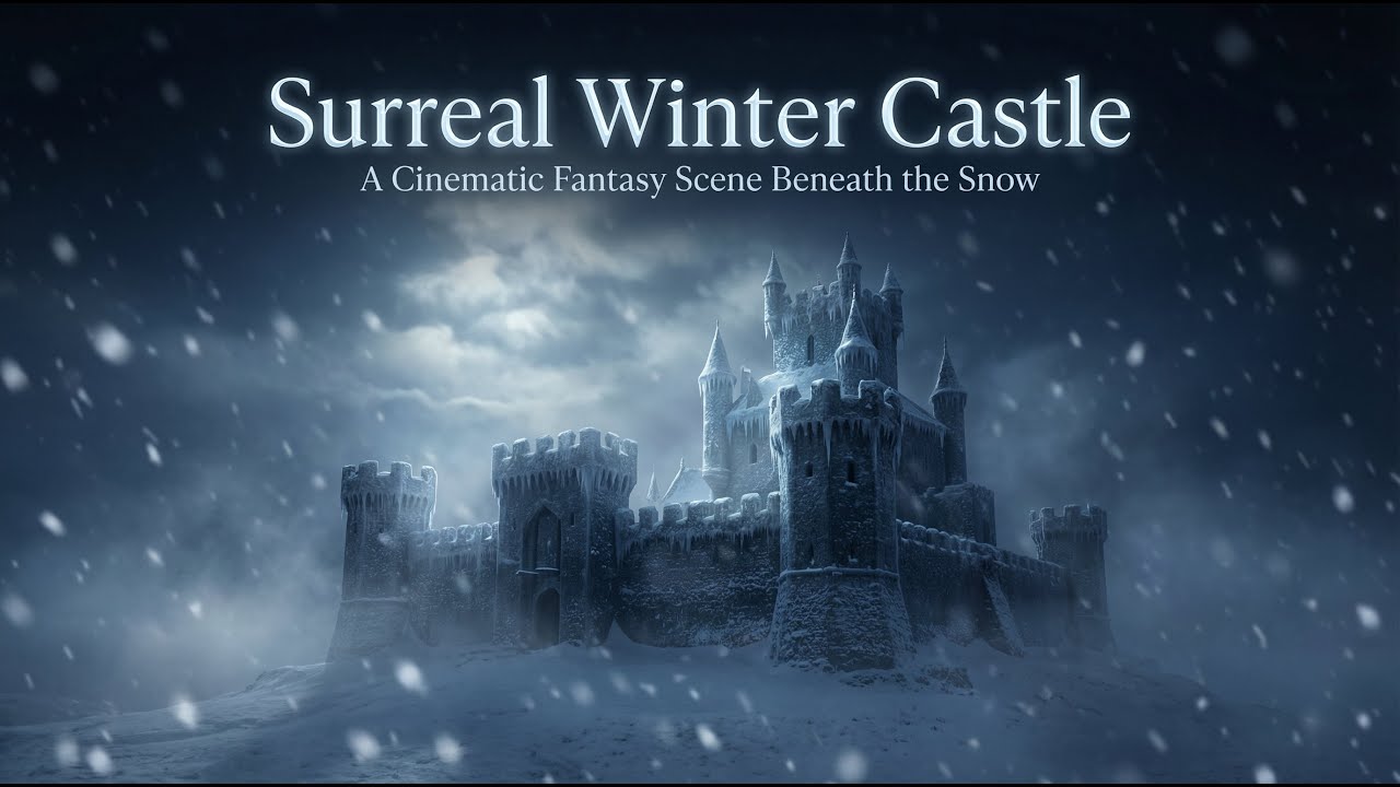 Surreal Winter Castle | A Cinematic Fantasy Scene Beneath the Snow