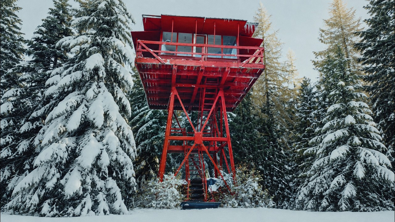 OVERNIGHT in a cozy fire lookout tower | ASMR