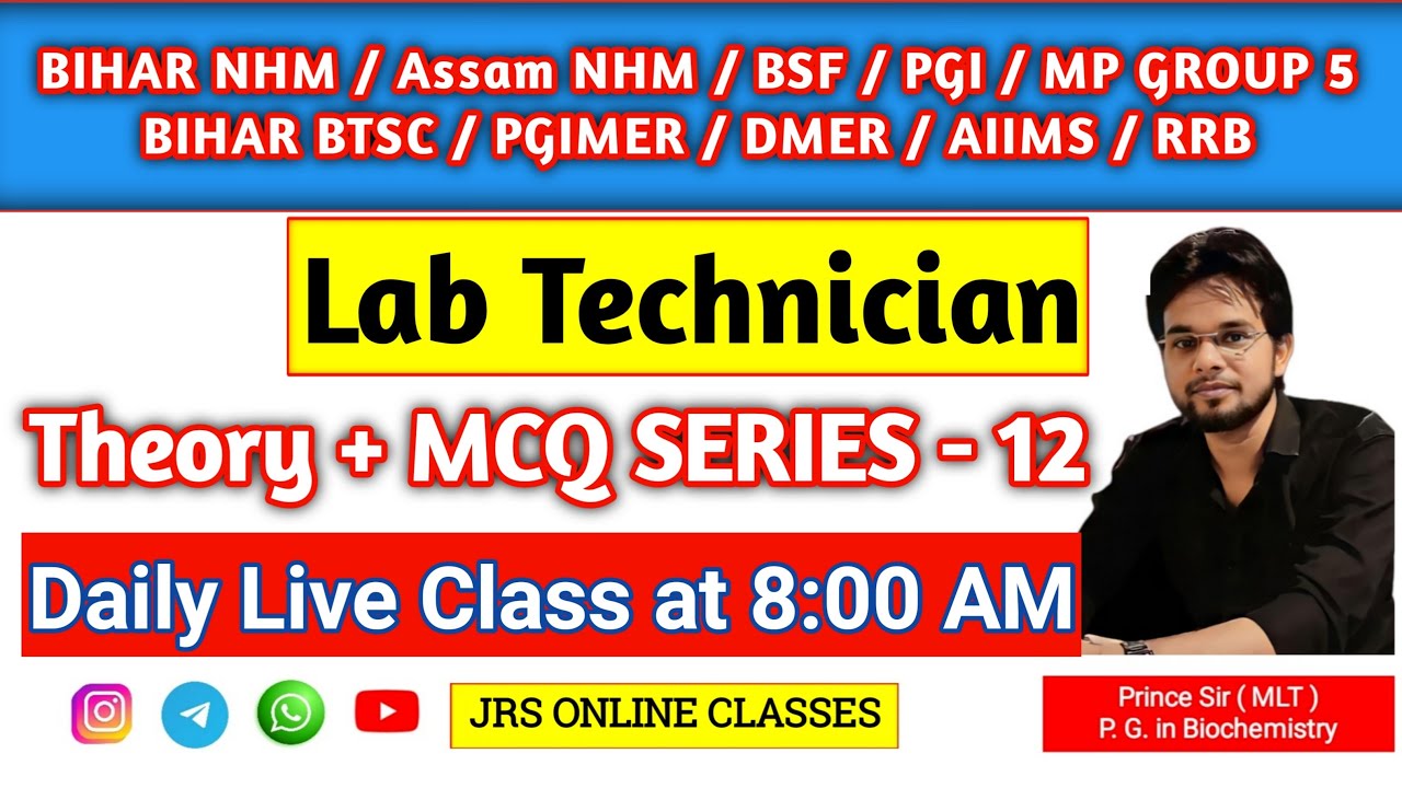 #12 Bihar NHM 2025 Lab Technician in Hindi by Prince Sir @jrsonlineclasses #DMLT #BMLT #MLT