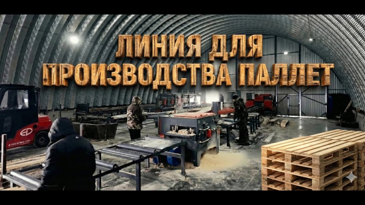 Лесопильная линия ТРИУМФ для производства паллетной заготовки на реальном производстве Sawmill line