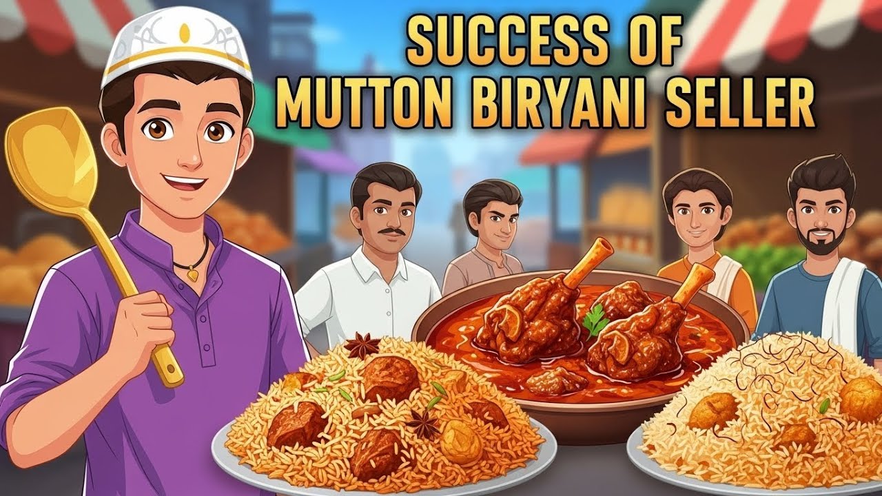 Success of Mutton Biryani Seller | Moral Stories | Cartoon | English Story | learn English |