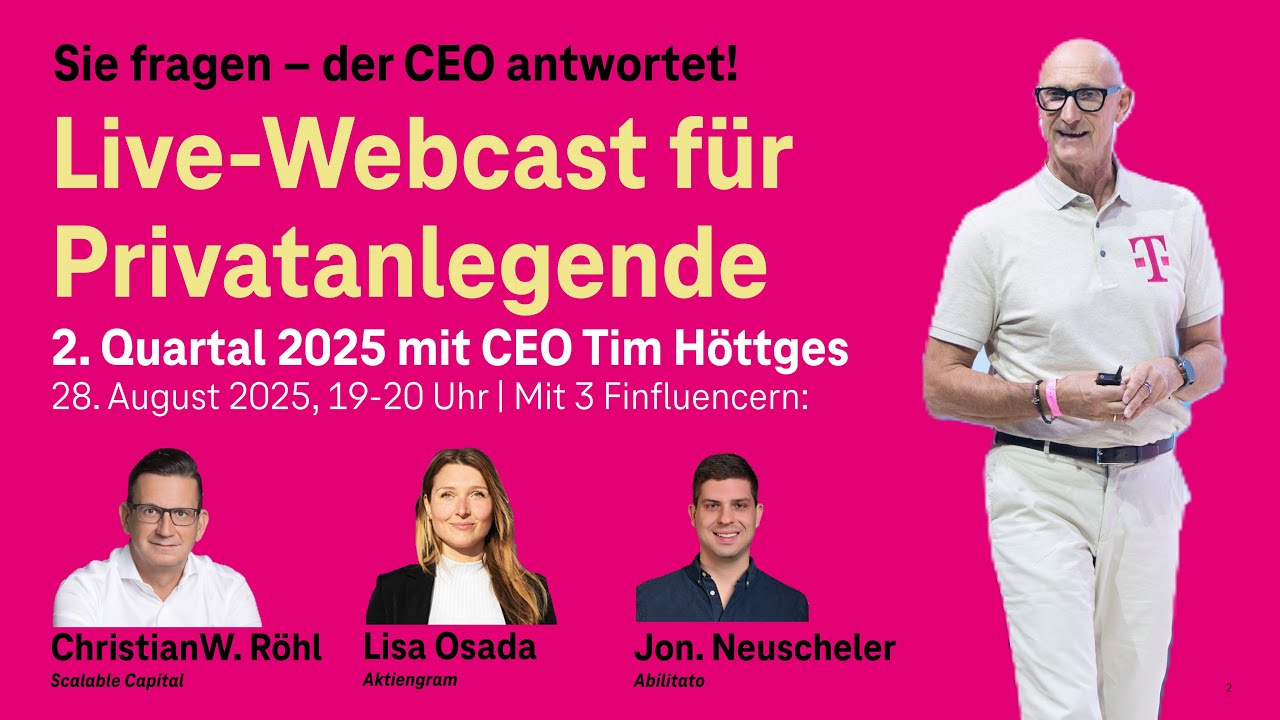 Q2-2025: Deutsche Telekom Live-Webcast für Privatanlegende am 28. August 2025