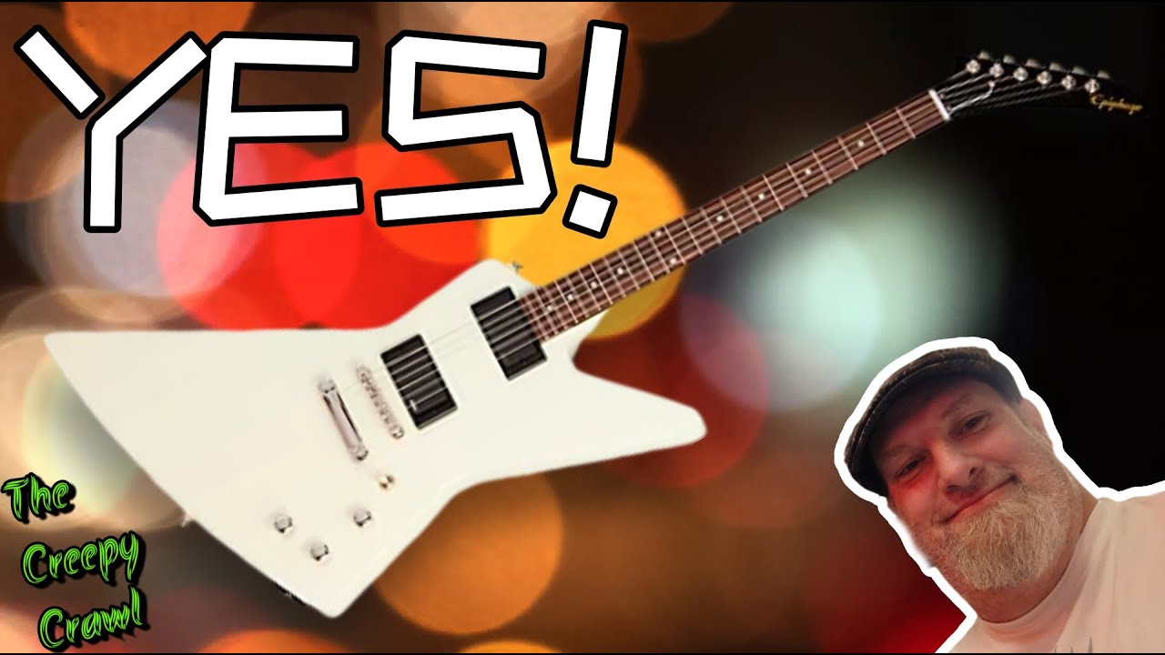 Наконец-то Epiphone WHITE 80's Explorer, он же неофициальная именная модель Джеймса Хетфилда.