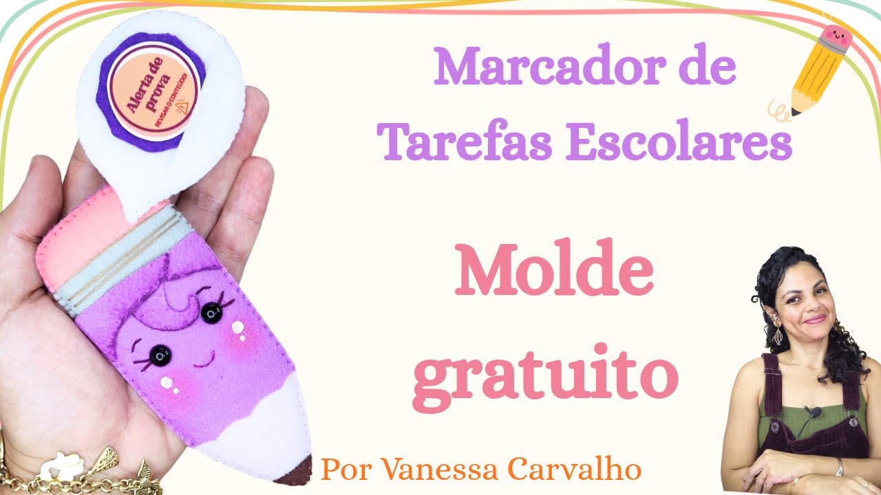 MOLDE GRATUITO Lápis em feltro - marcador de tarefas escolares