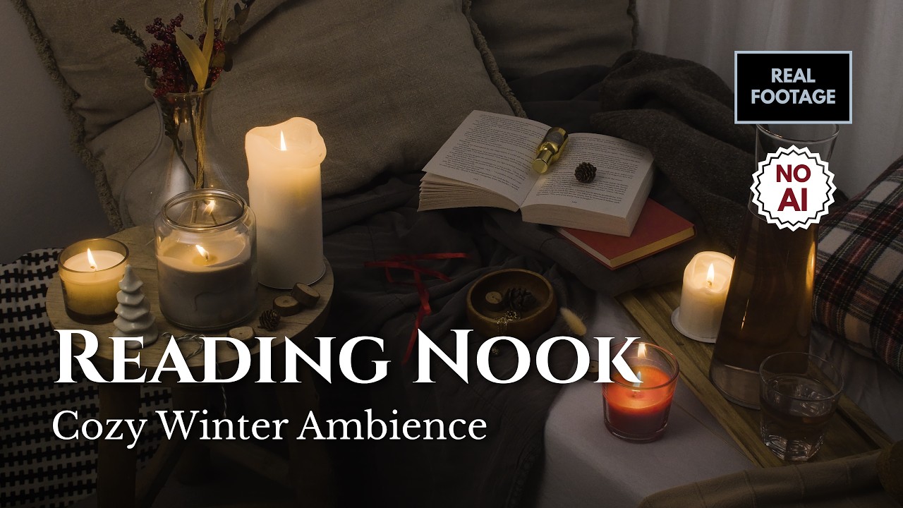 Reading Nook 🕯️📖 | Cozy Winter Ambience with Soft Rain & Relaxing Soundscape | No AI