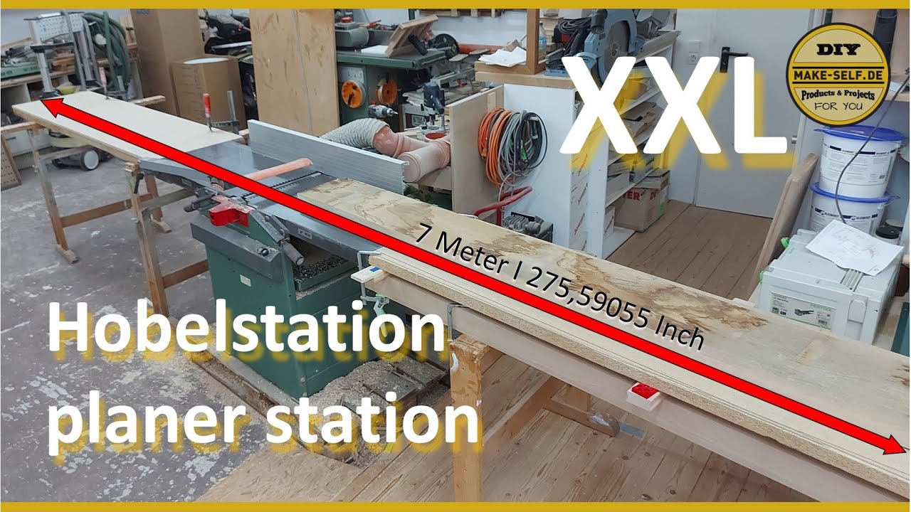 DIY XXL Hobelstation gebaut für extrem lange Bohlen, damit sind ebene Flächen garantiert!