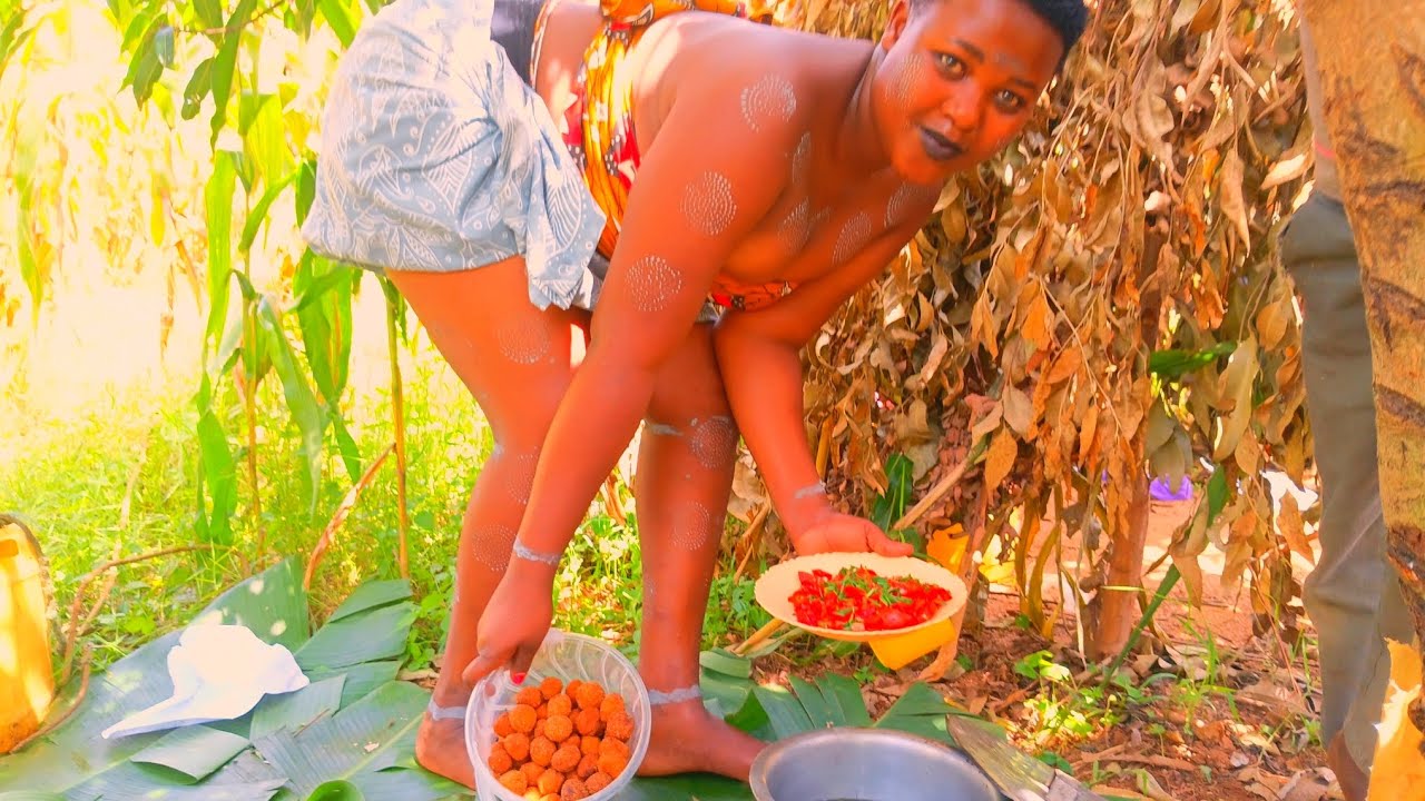 Typical African village family cooking #African life
