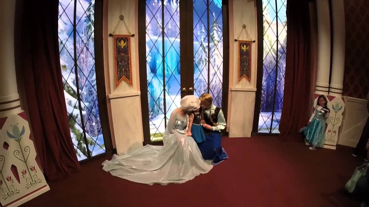Addy meets Anna and Elsa at Disneyland