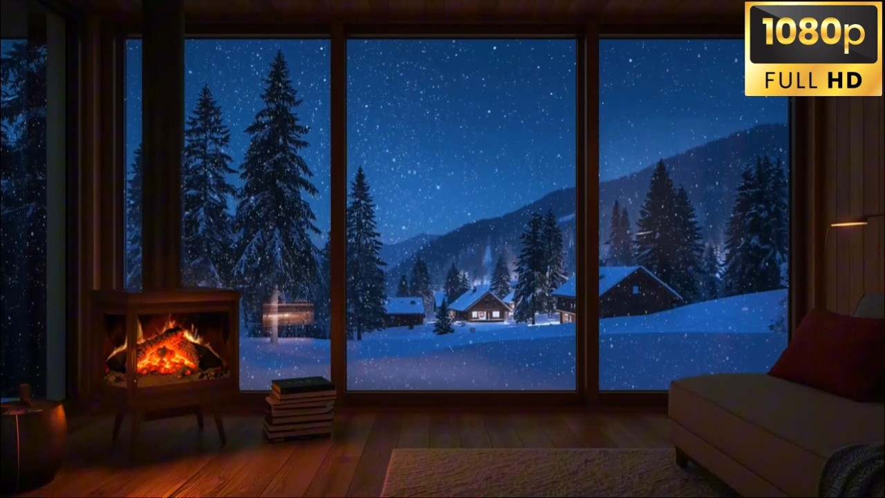 99% People Fall Asleep Here ❄️ Snowy Cabin Fireplace & Relaxing Music (NO ADS)