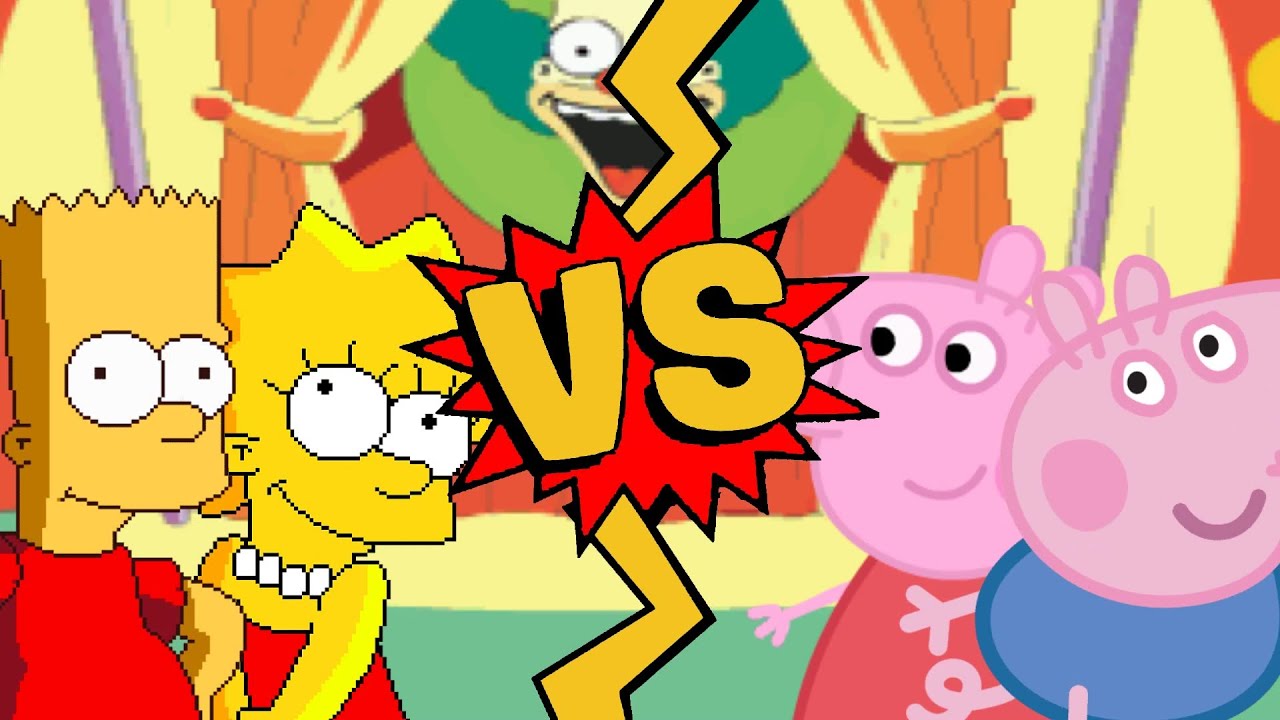 M.U.G.E.N. Battles | Bart Simpson/Lisa Simpson vs Peppa Pig/George Pig | The Simpsons vs Peppa Pig