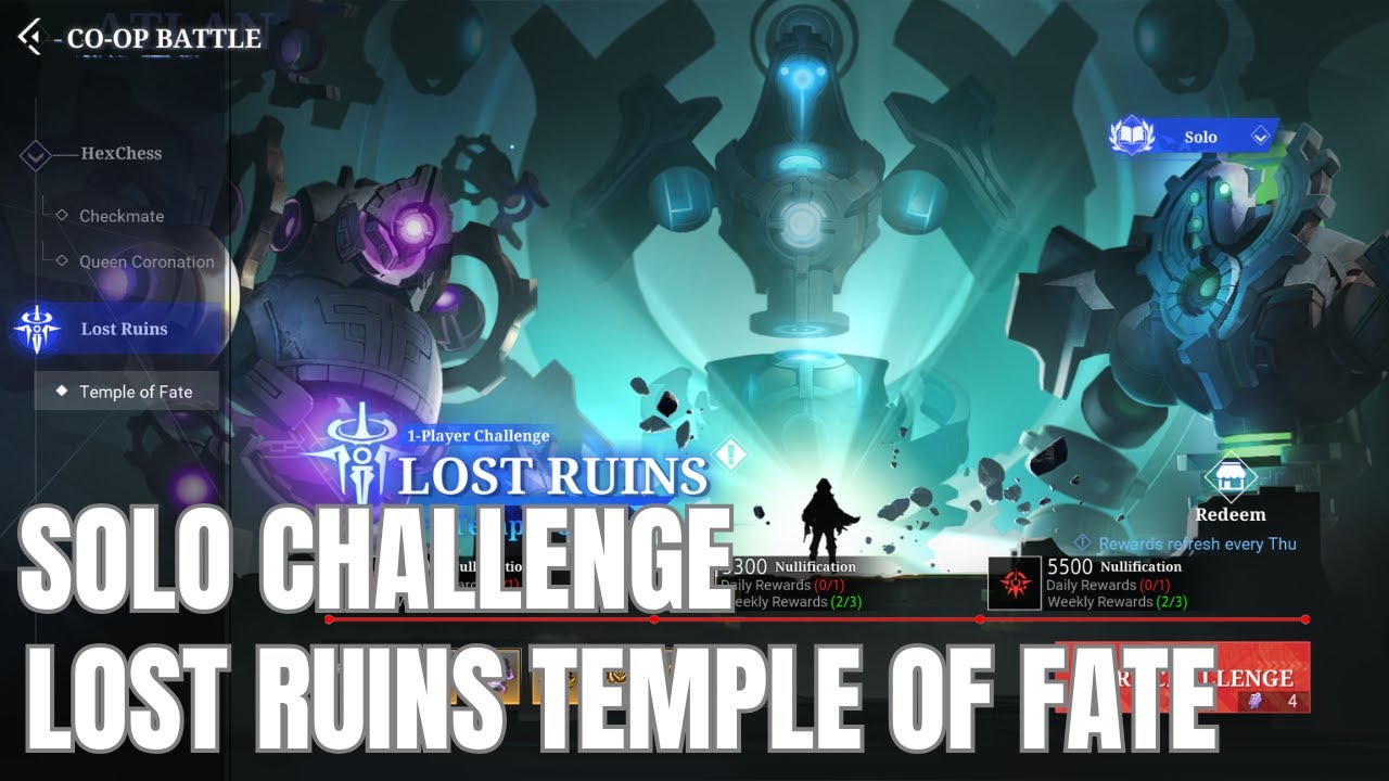 Crystal of Atlan | Lost Ruins | Solo Challenge Temple of Fate | Tips & Guide