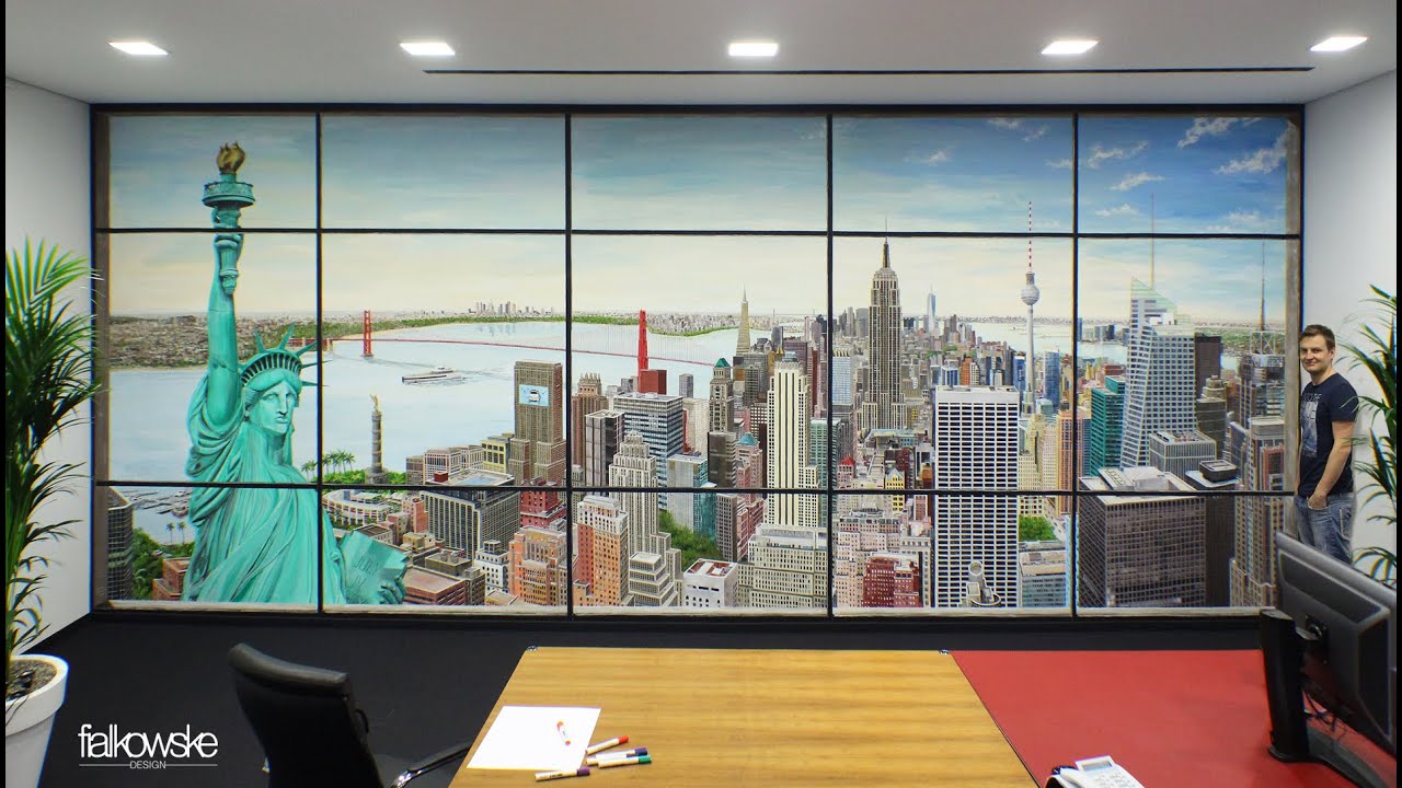#2 Illusionsmalerei / Wandmalerei / mural - the skyline / fialkowske / dj Rondee / Josi Fia / Acryl