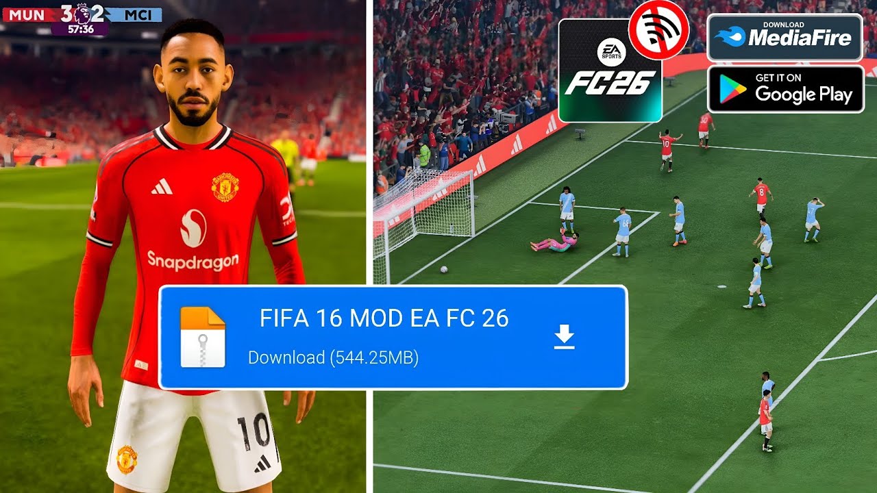 Обновление! FIFA 16 MOD FC 26 Android Offline | Режим карьеры: Полные лица и комплекты формы. Нов...
