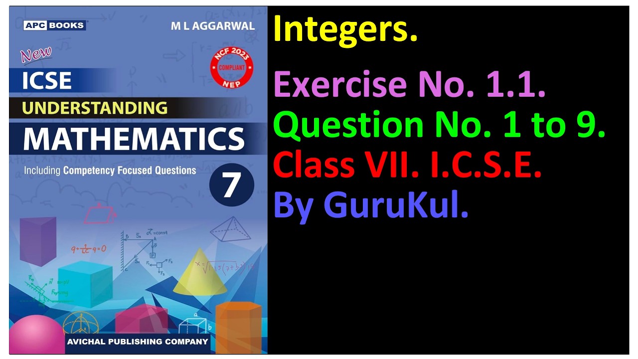 Integers, Ex 1.1, Class 7, M L Aggarwal - ICSE UNDERSTANDING MATHEMATICS