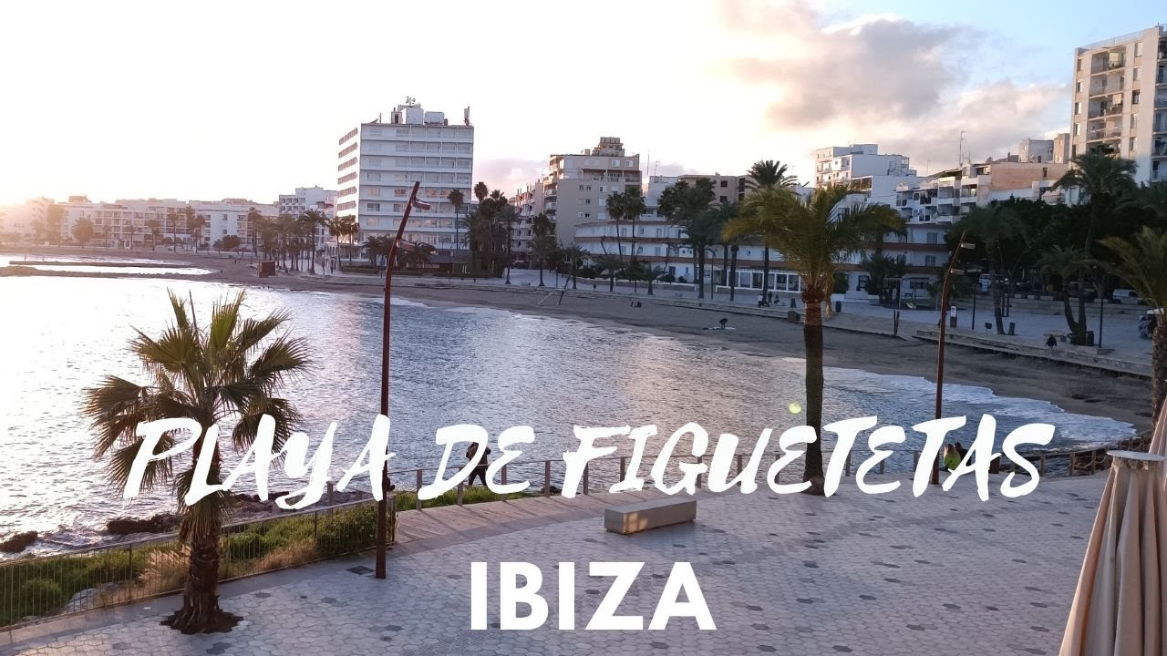 Playa de Figueretas. WINTER 2022 . IBIZA . SPAIN. Walking Tour. 4K