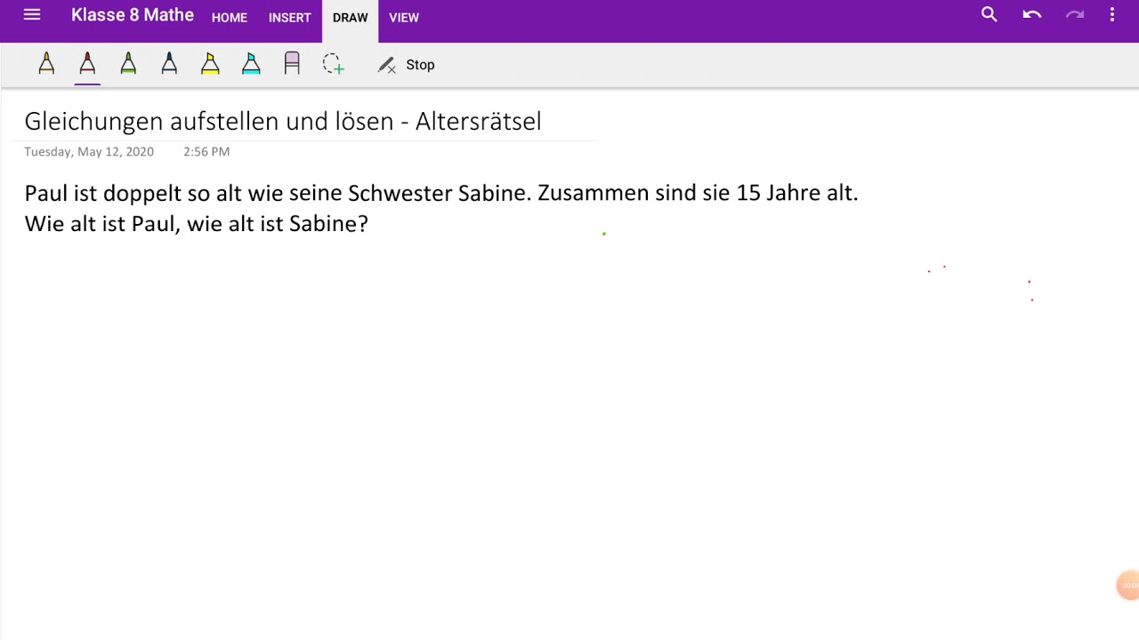 Gleichungen aufstellen und lösen - Altersrätsel