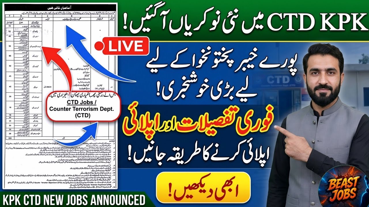 KPK CTD COUNTER TERRORISM DEPARTMENT NEW JOBS ANNOUNCED | 2026 | BEAST JOBS