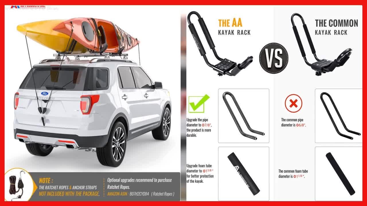 Secure Your Kayak with Universal Car Top Carrier Racks and Heavy-Duty Ratchet Straps