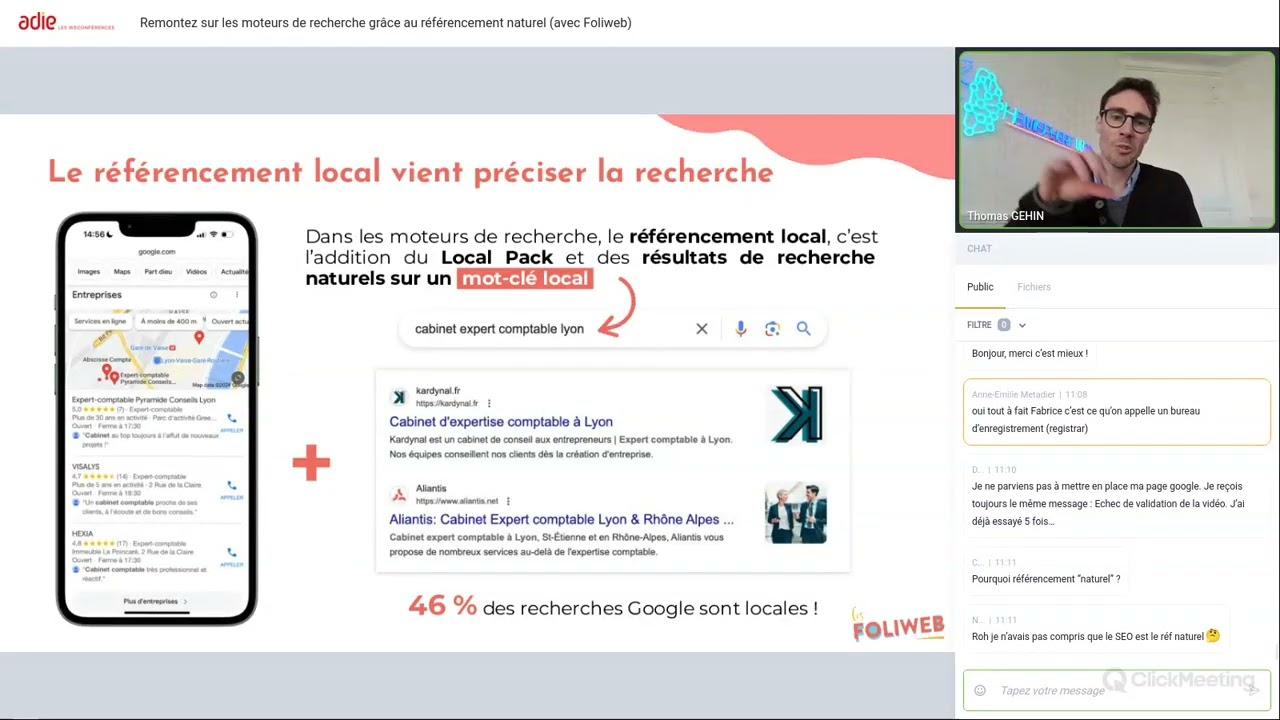 Webconférence Adie : Remontez sur les moteurs de recherche grâce au référencement naturel - Foliweb