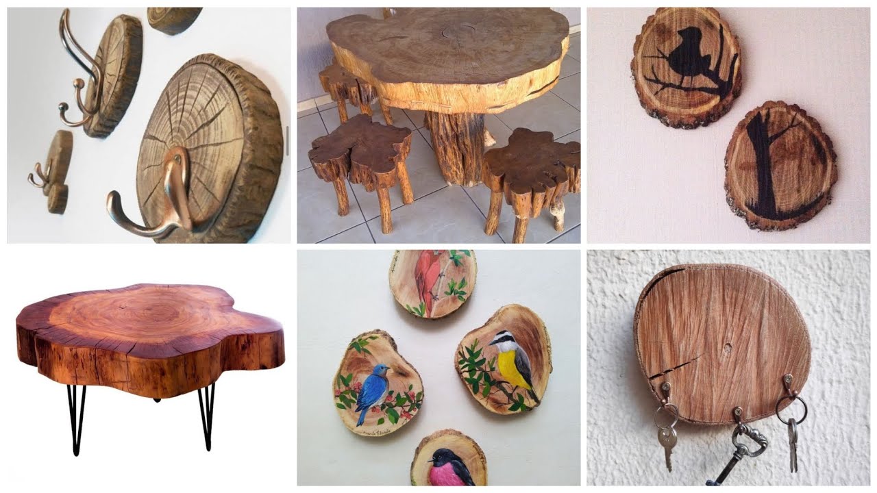 53 idéias de decoração com bolachas de madeira ! Transforme troncos de árvores em artesanato!