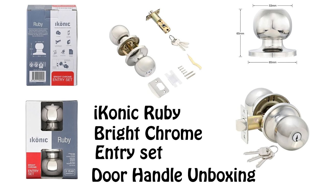 Распаковка и установка дверной ручки Ikonic Ruby с замком и ярким хромированным покрытием.