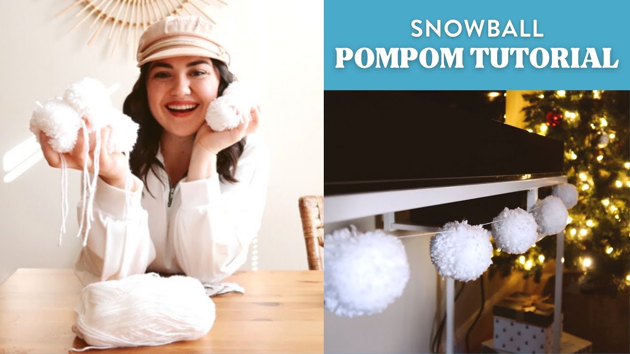 How to make Pom Poms┃Snowball Pom Pom Tutorial┃Low Waste Holiday Decor, easy + affordable!