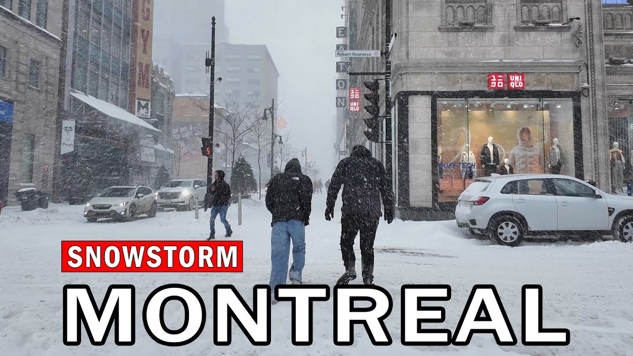 Heavy Snowstorm in Downtown Montreal, Canada - February 2025