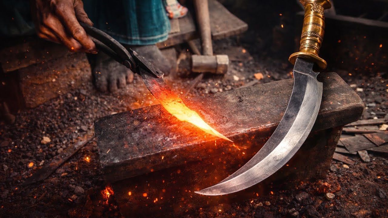 How a Village Blacksmith Forges a Curved Dagger by Hand | Traditional Metal Craft