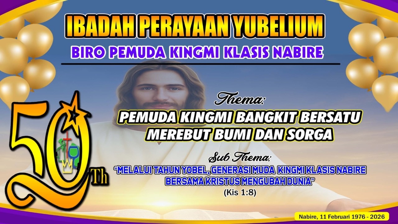 LIVE STREAMING IBADAH PERAYAAN YUBELIUM 50 TAHUN BIRO PEMUDA KINGMI  KLASIS NABIRE