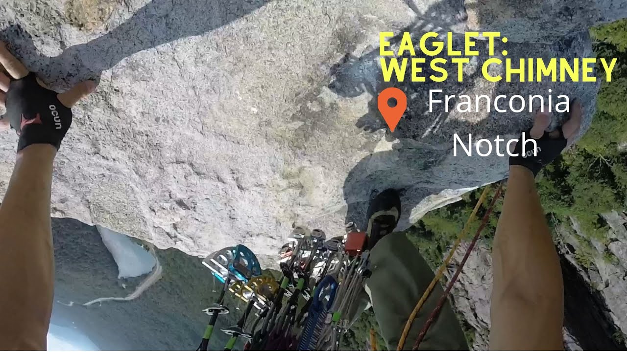 Franconia Notch: Eaglet : West Chimney pitch 3: Trad climbing