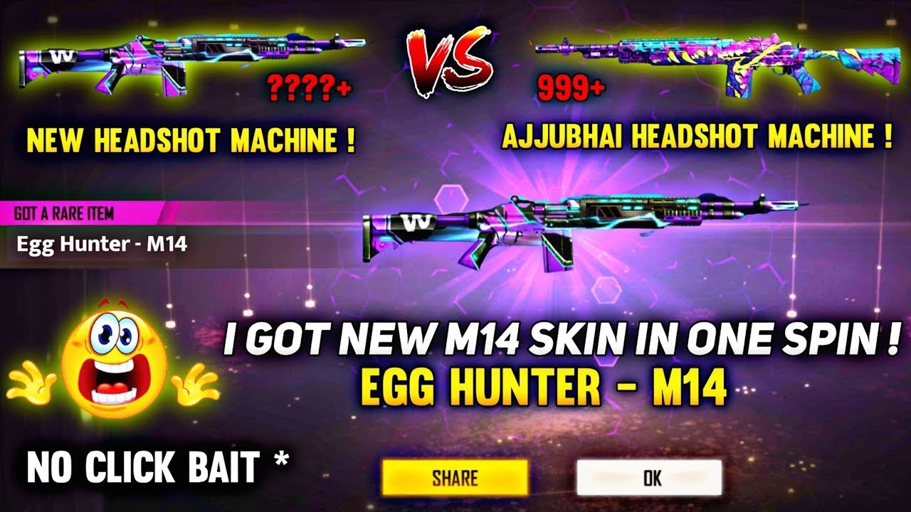 I got m14 - Egg hunter, permanent skin in only one spin😁...😐🤯😎