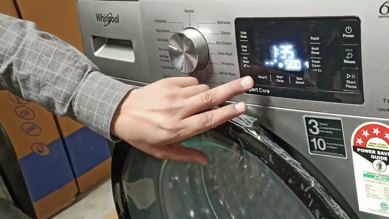Whirlpool 6th sense front load washing machine demo 😎 #tradingvideo #youtubeindia #publicreaction