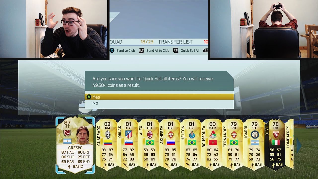 OMFG A LEGEND!!! 100K NO LOOK DISCARD PACKS!!! Fifa 16 Legend Pack Opening