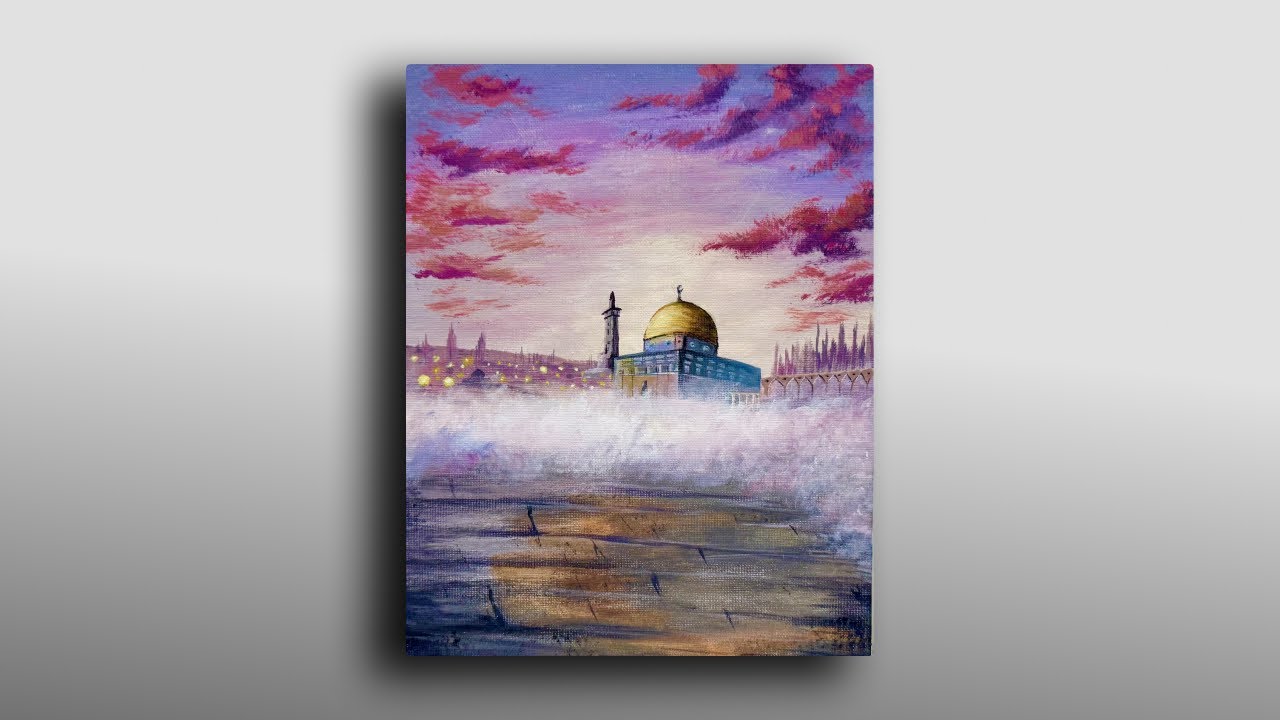 Easy Acrylic Painting of Al-Aqsa Mosque in Palestine | Time-Lapse