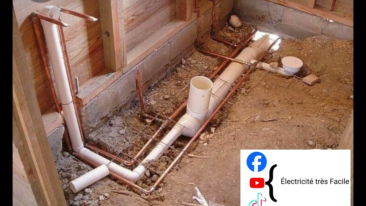 plan Plomberie sa byen Fasil Yon WC ki se twalet la, Yon douch épi Yon lavabo.
