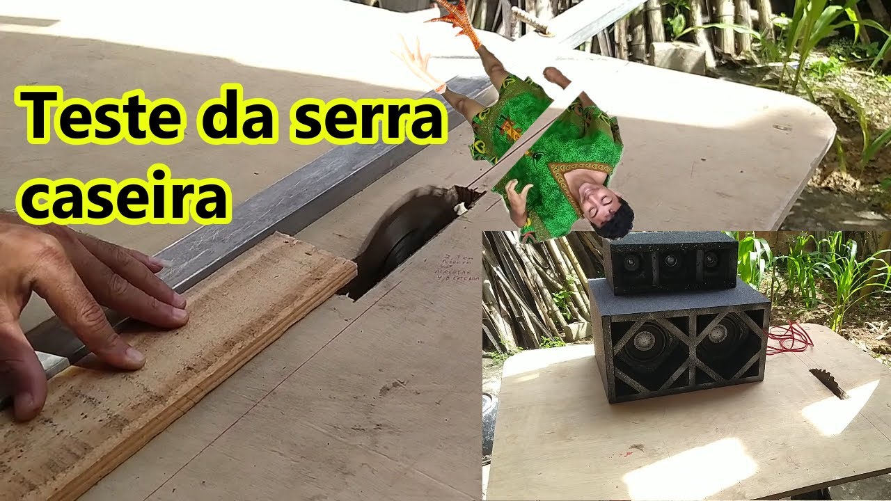 Teste serra de bancada caseira feita com motor de tanquinho e cubo de bike