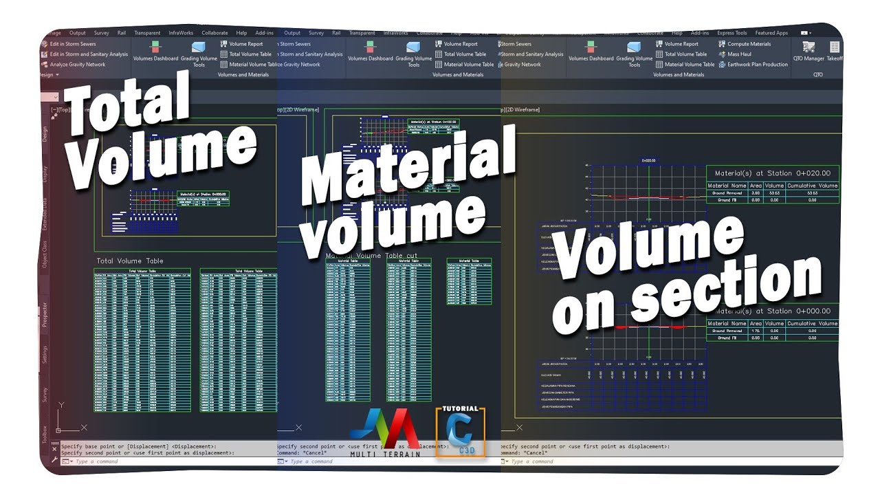 Cara menampilkan tabel volume di autocad civil3d