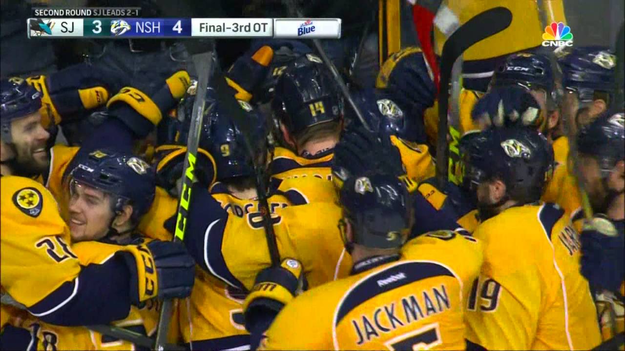 Mike Fisher's game-winning goal in triple overtime - Predators vs Sharks (Game 4)