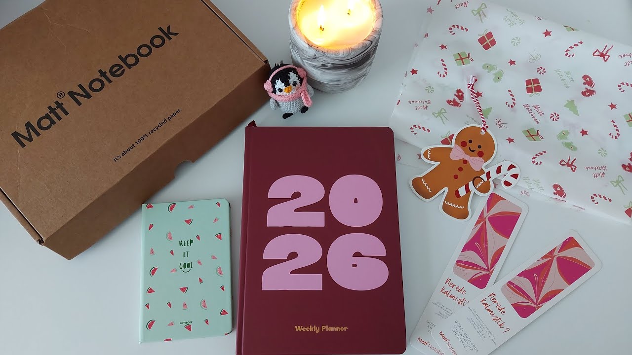 2026  AJANDA / Matt Notebook Ajanda Kutu Açılımı, Haftalık Ajanda İncelemesi ve Kalem Denemesi