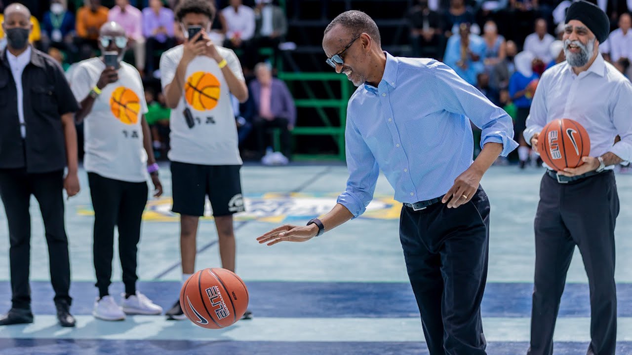 President Kagame and Giants of Africa unveil the refurbished Club Rafiki basketball court