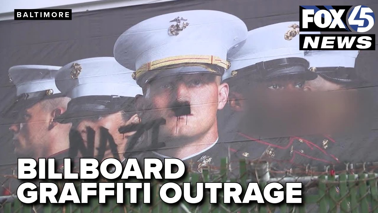 Graffiti on U.S. Marine Corps billboard sparks outrage in Baltimore