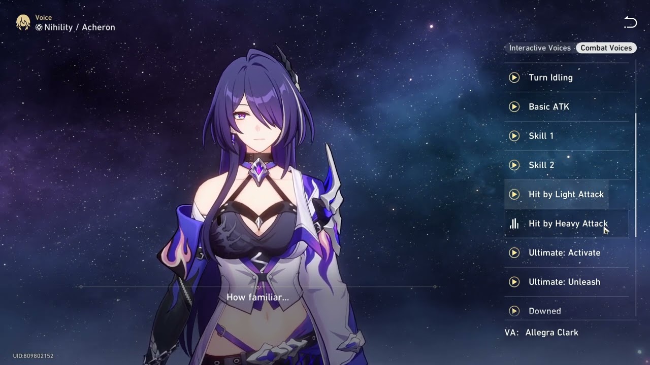 Acheron Combat Voice Lines (ENGLISH) | Honkai Star Rail