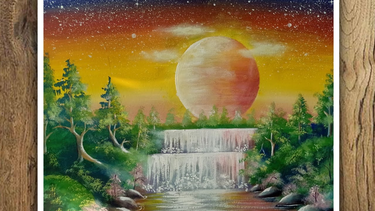 How to paint waterfall step by step | Poster colour