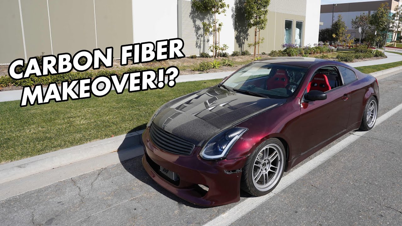 Vented Carbon Fiber Hood Install | Supercharged G35