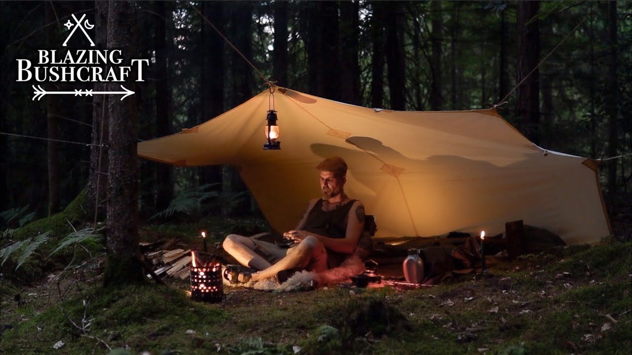 Wildcamp in Mossy Woodland / Bushcraft / Woodcarving / Campfire Cooking
